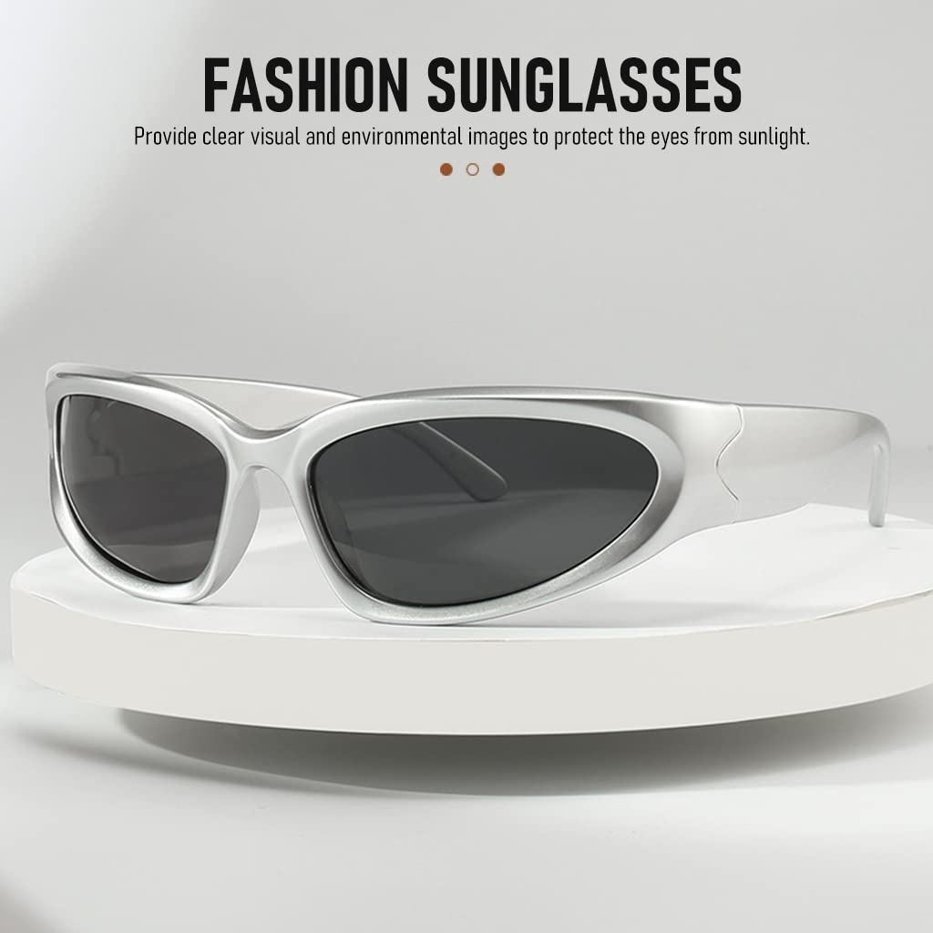 GUSTAVE Polarized Sunglasses for Outdoor Sports with Silver Frame and Grey Lens | Unisex Fashion