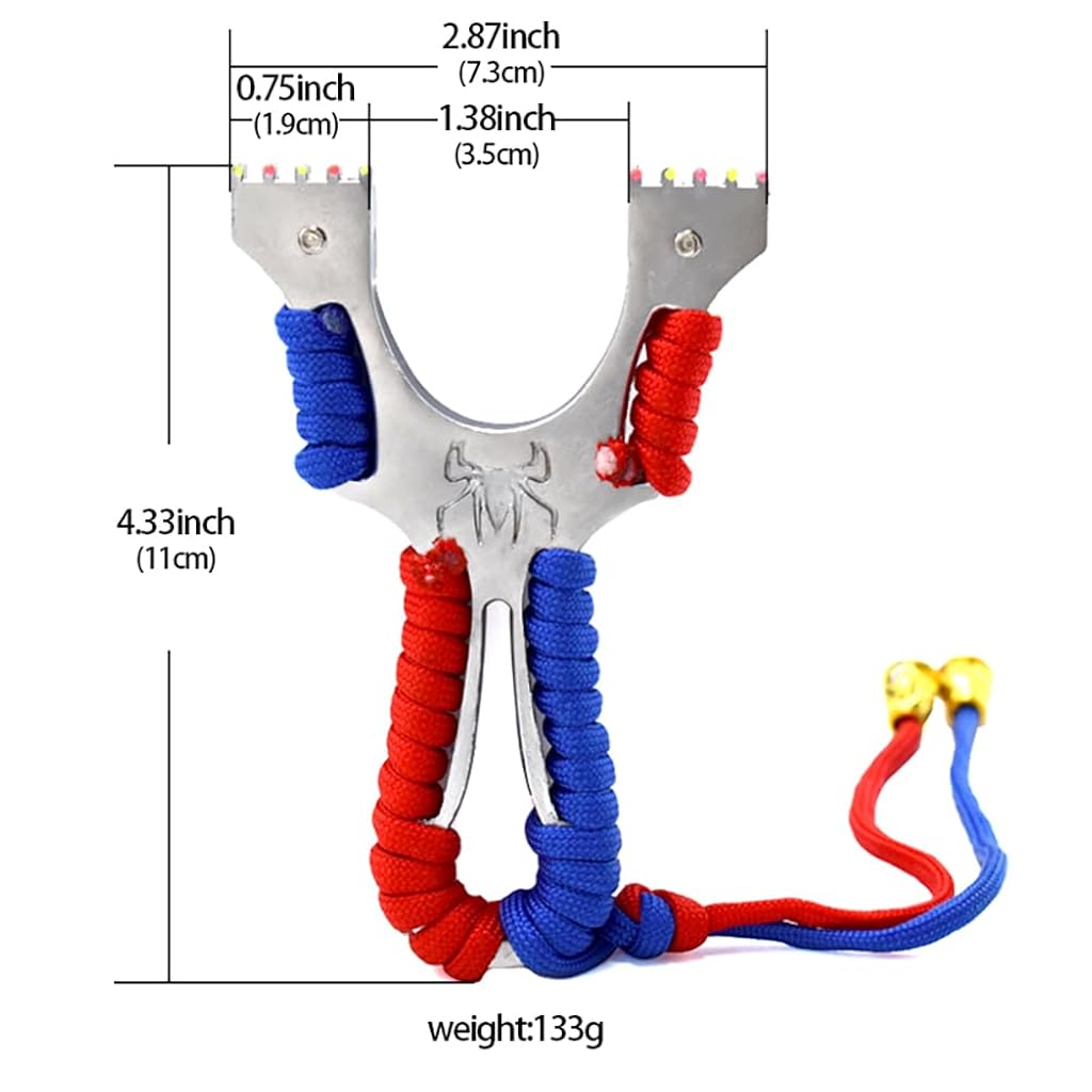 Optifit® Aluminum Alloy Slingshot with Embossed Pattern, Anti-Slip Rope-Wrapped Handle, Flat Rubber Band, for Outdoor Shooting and Aiming Training