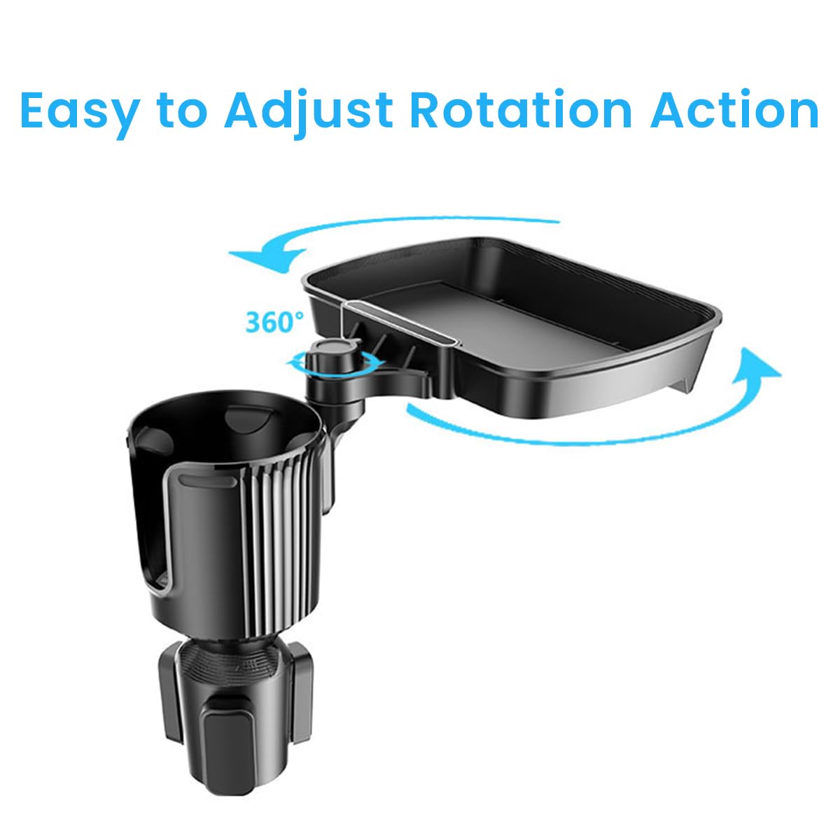 STHIRA Cup Holder Tray for Car with 2 in 1 Detachable Food Table & 360° Rotation | Travel Essential