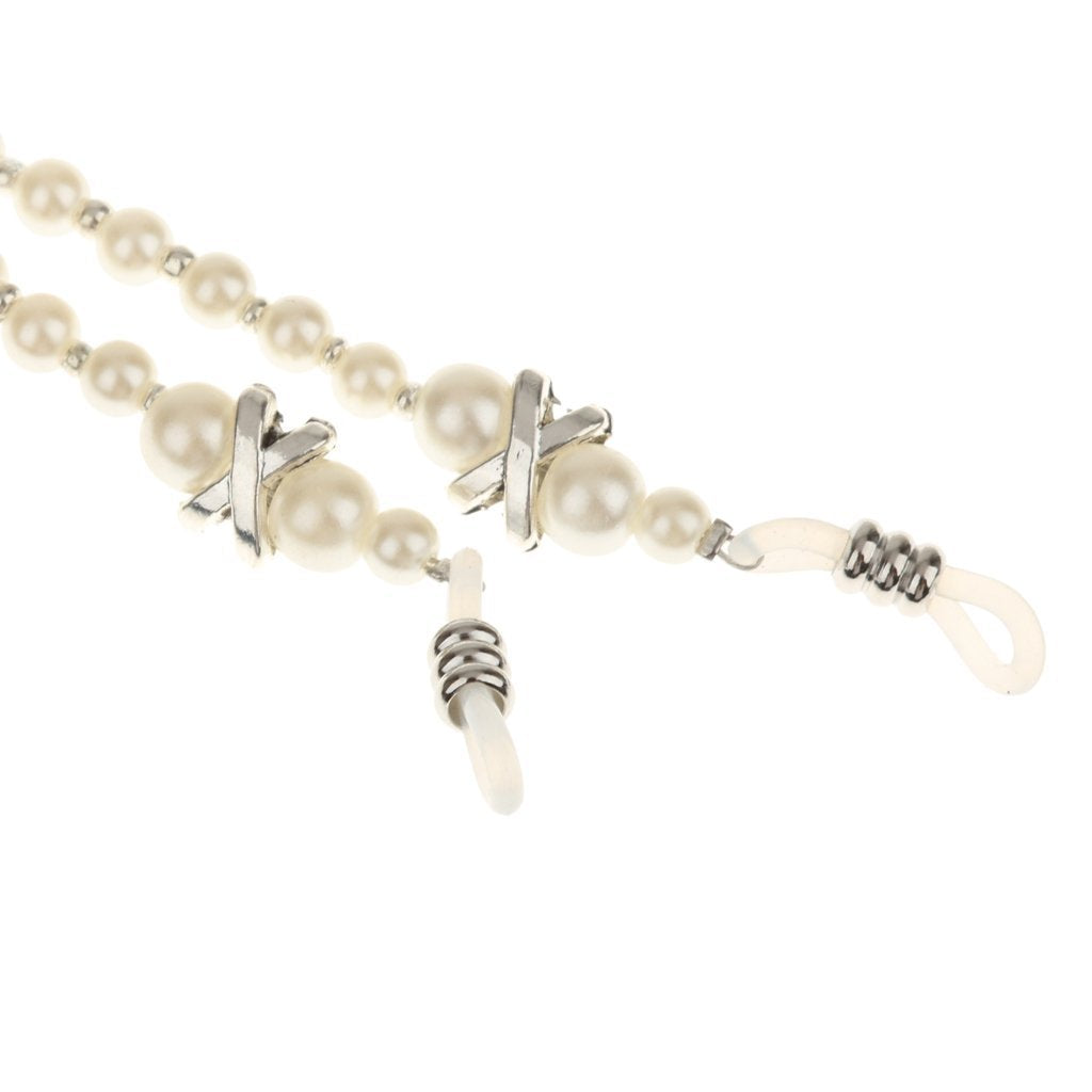 SANNIDHI Eyeglasses Chain Holder for Sunglasses and Reading Glasses with Imitation Pearl Beads | Unisex White Accessory