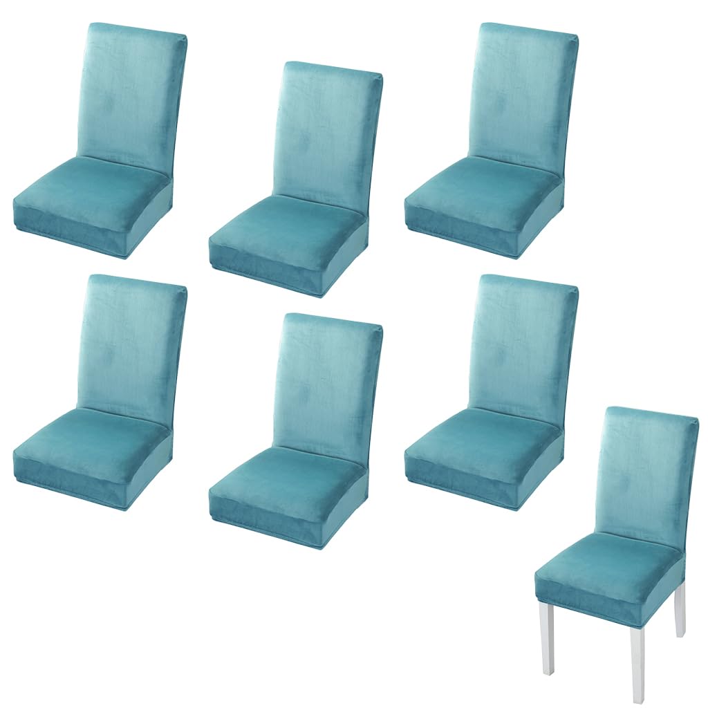 HASTHIP Dining Chair Covers for 14–18 in Seats with Non Slip Elastic Edge | Velvet Blue Set of 6