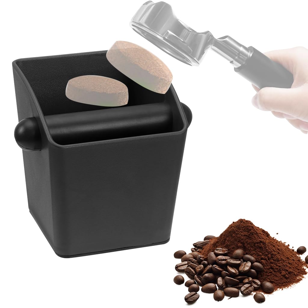 Supvox Coffee Grounds Knock Box for Espresso Machines with Cross Bar and ABS Plastic | Reusable Container for Home or Café