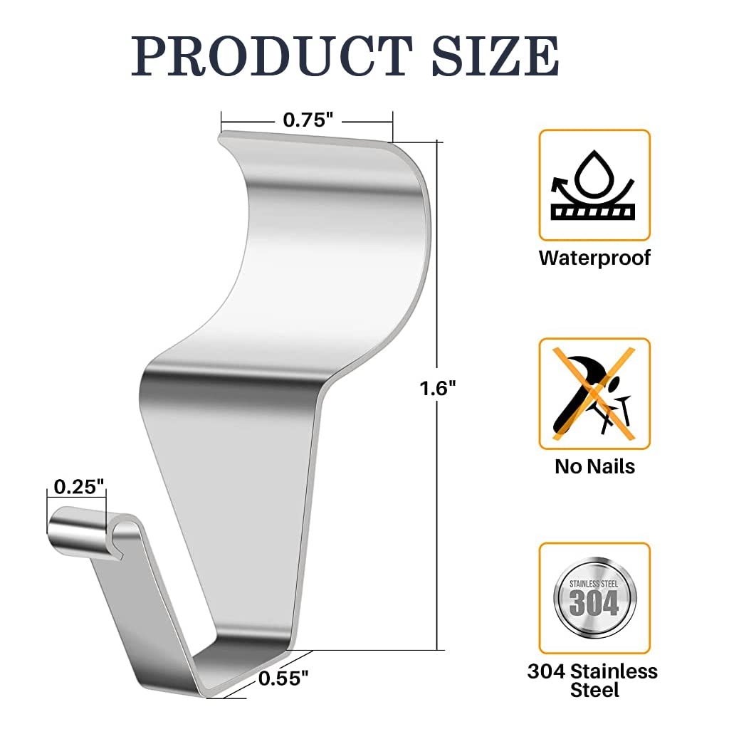 HASTHIP Wall Hooks for Hanging with 5 pcs 18 lb Capacity featuring No Hole Design | 304 Stainless Steel