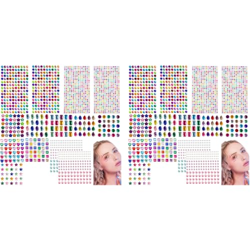 MAYCREATE® 3564PCS Rhinestones Pearl Stickers for Craft Makeup Bling Sticky Gems Face Acrylic Self-Adhesive Assorted Shape Color Stone for Scrapbooking DIY Phone Case