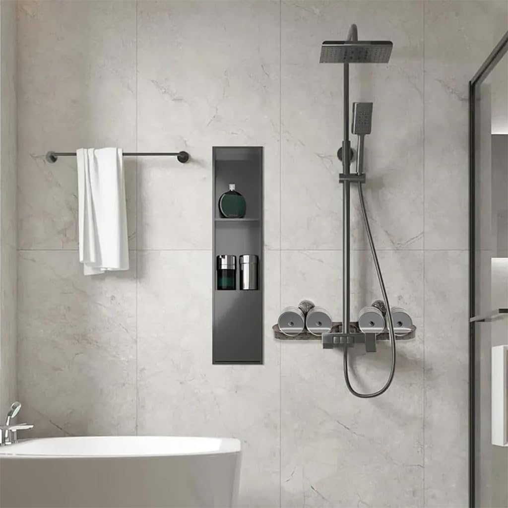 HASTHIP Wall Storage Tray for Kitchen and Bathroom featuring Dual Drain Design and Strong Suction Cups