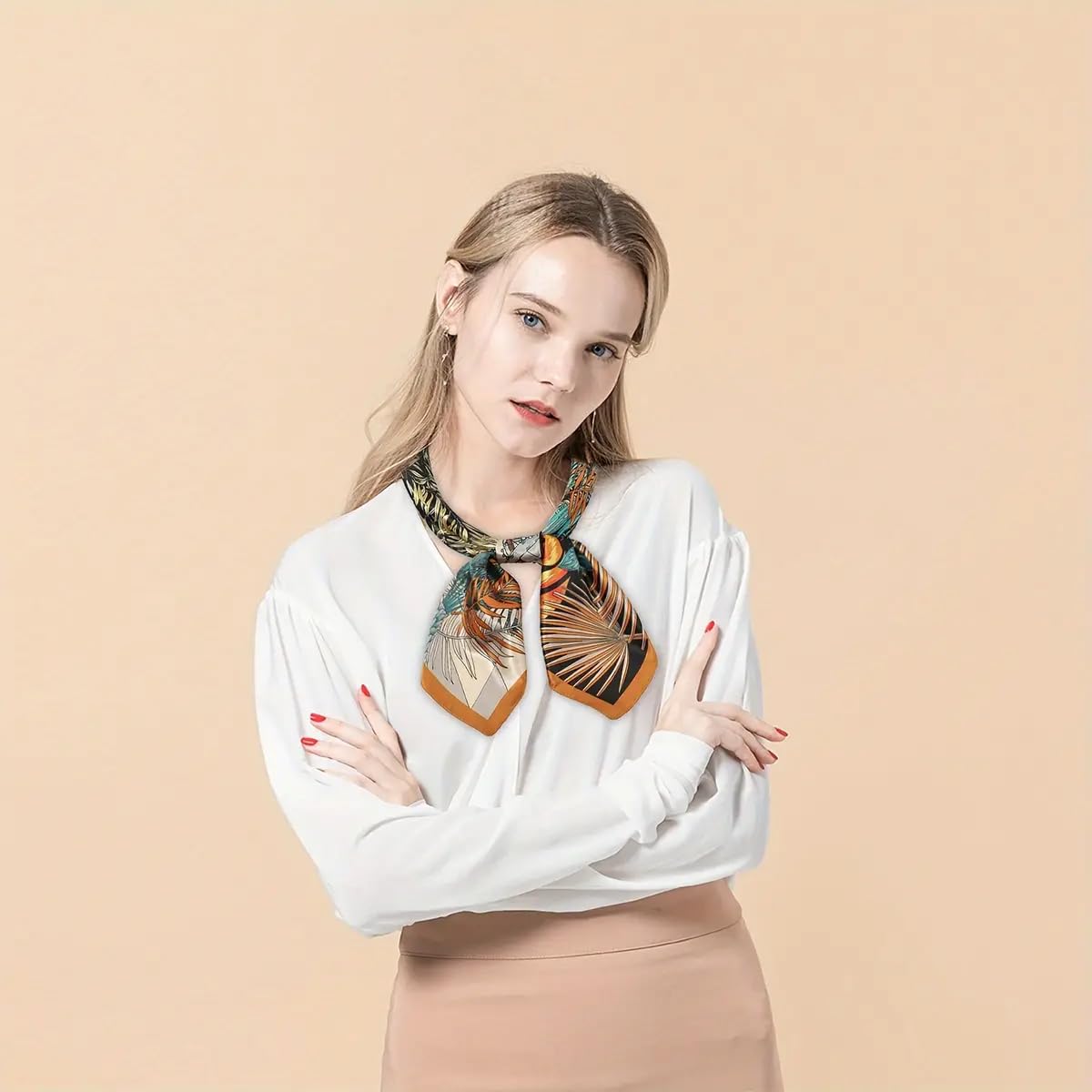 SANNIDHI Silk Scarf for Women featuring Elegant Floral Design and Black 35 in Square Style