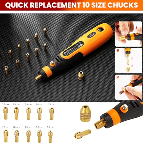 Verilux® 45pcs Mini Cordless Drill Machine, 900Ah USB Rechargeable 3 Speed Small Drill Machine for Craft, Drill Machines for Eng (Orange)