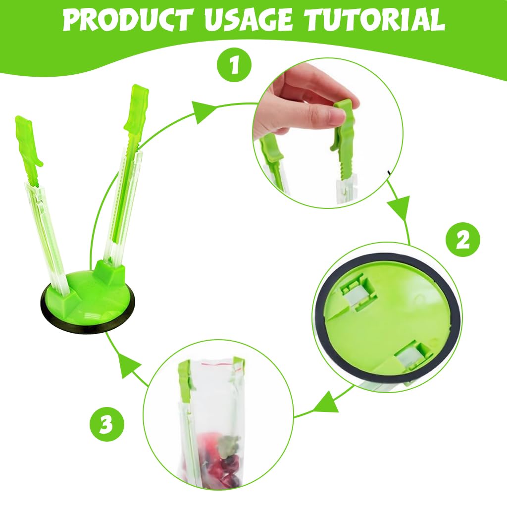 HASTHIP Bag Holder for Freezer Storage Bags with Adjustable Rack and Non Slip Base | Hands Free Food Pouring and Meal Prep