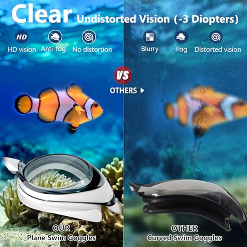 Proberos® Short-sighted Swimming Goggle for Man Women Nearsighted Silicone Waterproof Anti-Fog -3 Diopters 2 PCS