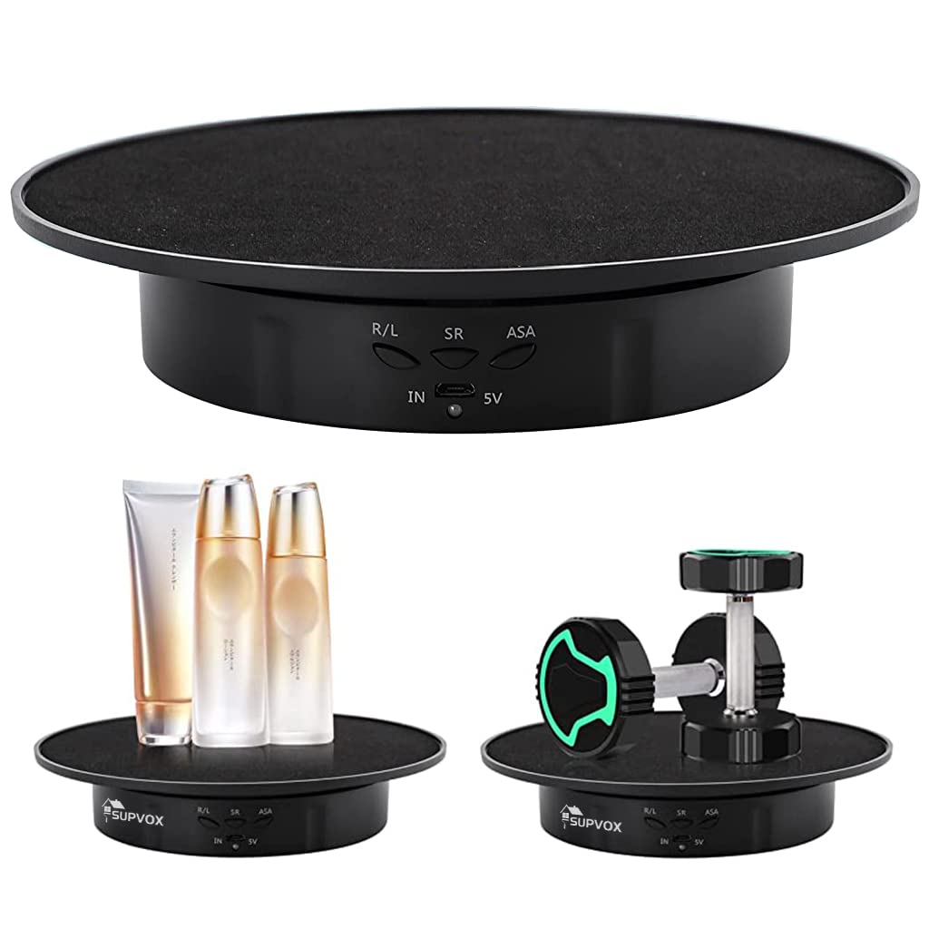 Supvox 1Pcs Electric Rotating Display Stand, USB Charge 360 Degree Rotating Turntable, 20CM /Load 8KG, Multi-Functional Rotary Table for Photography Products Shows, Jewelry, Cake (Without Battery)