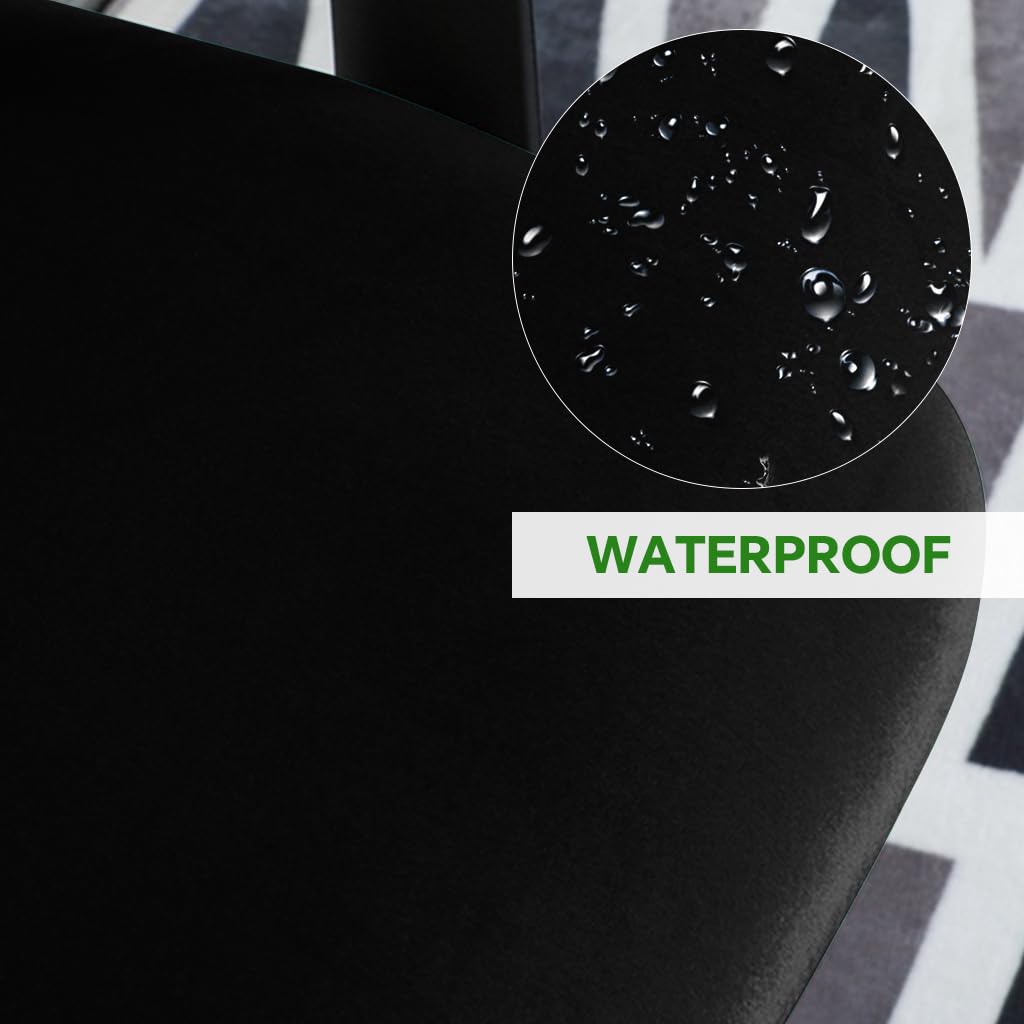 HASTHIP Office Chair Cover 2 Piece Set with Elastic Edge Velvet Fabric in Black | Washable Slipcovers for Seat and Backrest