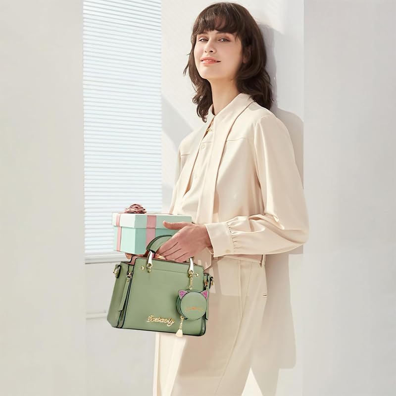 Zibuyu Hand Bag for Women for Daily Use with Cat Ear Pouch and Detachable Strap 24x10x18cm