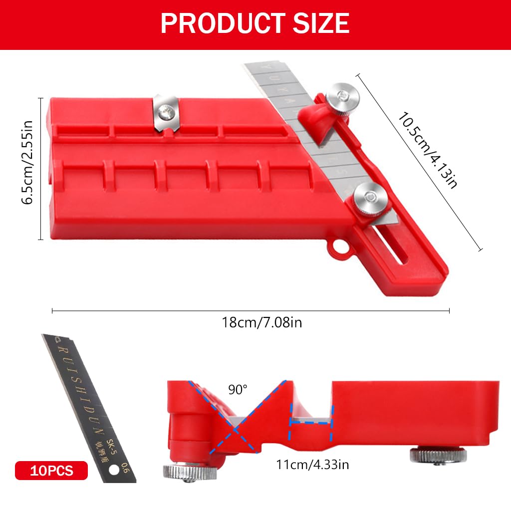 Serplex® V-Shaped Chamfer Cutter with 10 Blades 45-Degree Trimming Tool Woodworking Edge Banding Round Edge Planer Bevel