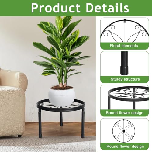 HASTHIP 5Pcs Garden Planter Stands Assorted Sizes 8.26-11.4 Inches Diameters Metal Plant Pot Rack Stand Decorative Round Hollow Out Metal Rack Stand for Planters, Flower Pot