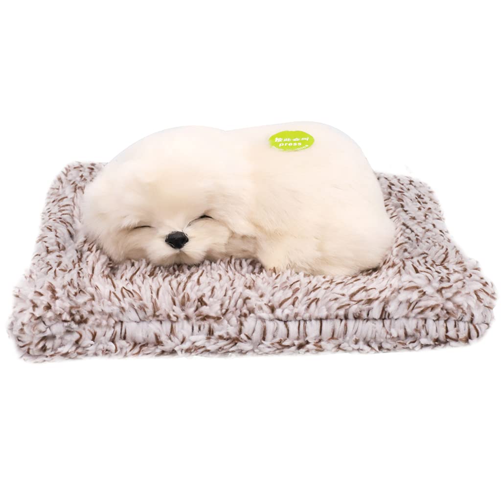 PATPAT Cute Simulation Sleeping Puppy Dog, Car Soft Toys, Doll Toy with Sound with Bamboo Charcoal Particles, Purify The Air, Kid Toy, Bamboo Charcoal for Vehicle (White)