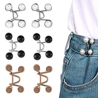 SANNIDHI® 6 Pack Detachable Jeans Button Pins, Instant Adjustable Waist Buckle for Loose Jeans, Pearl Crystal Jeans Waist Adjuster Tightener for Pants, Skirt (No Sew Required)