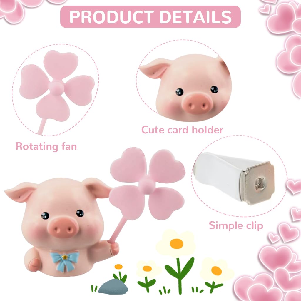 STHIRA Car Air Freshener for Vent with Rotating Fan and 2 Scent Tablets | Cute Pink Piglet Decor