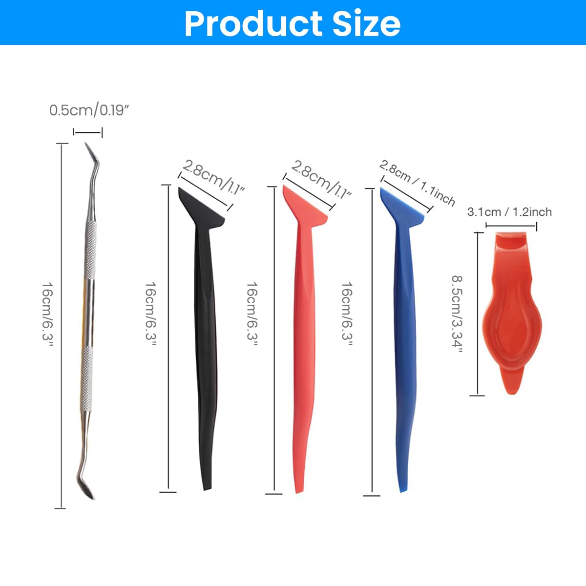 STHIRA Car Film Tucking Tools Kit for Vinyl Wrapping with Dual-End Design and 5pcs Set