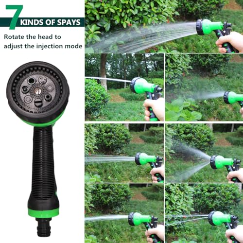 HASTHIP® 50ft 15m Garden Hose Pipe with 7 Function Sprayer Gun Expandable EVA Lightweight Anti-Kink Flexible Water 3/8 Quick Connector Sprinkler Home Car Washing Pet Bathing