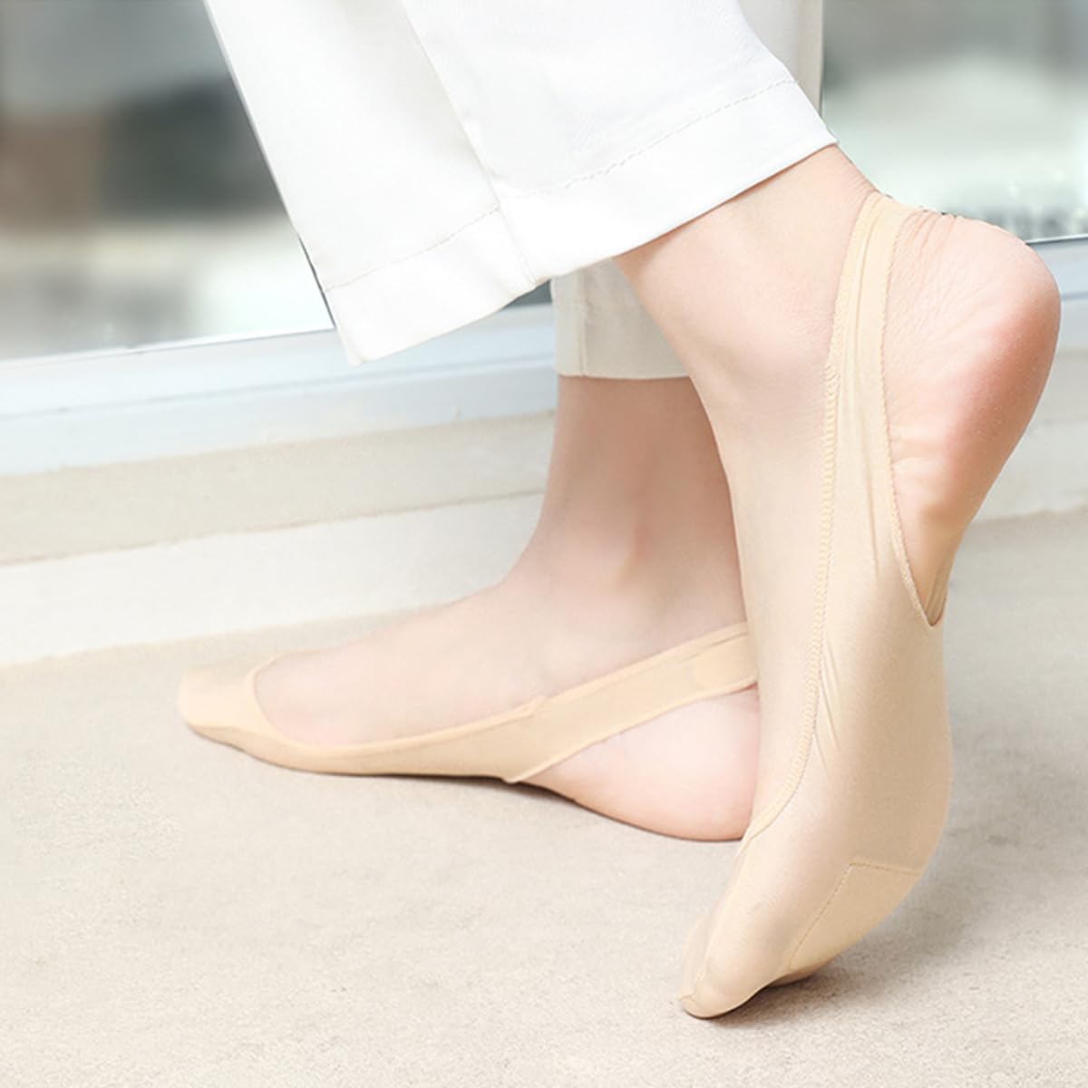 MAYCREATE No Show Socks for Women featuring Non Slip Design with Soft Forefoot Pads | Ice Silk Liner 5 Pairs