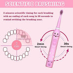 HANNEA® Electric Toothbrush For Kids, Battery Powered brush tooth, Age 3+, Soft Nylon Bristles, Chargeable automatic Tooth Brush With 6 Brushing Modes, 2 Interchangeable Brush Heads