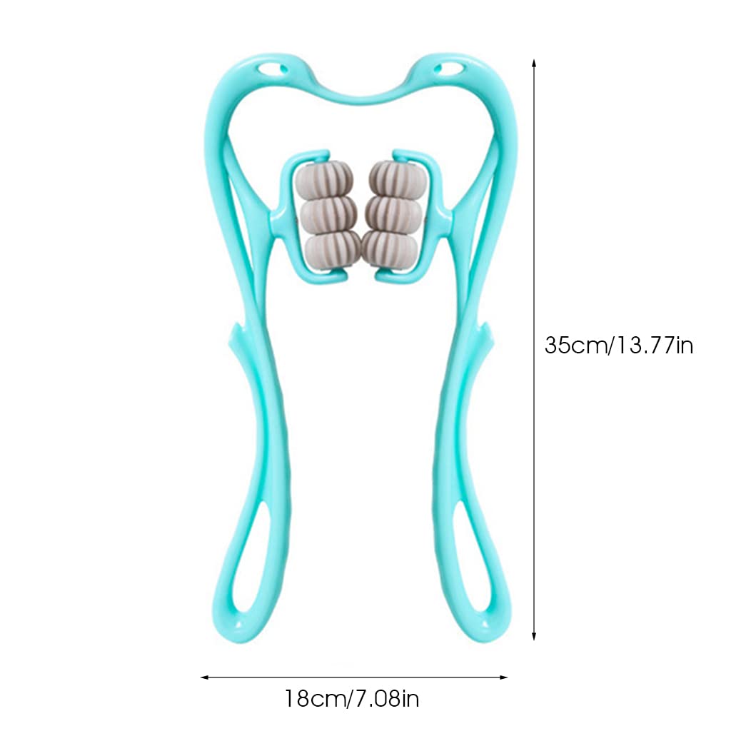 MAYCREATE Neck Massager for Pain Relief with 6 Rotatable Rollers featuring TPR Frame | Manual Full Body Relaxation Tool