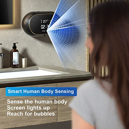 HASTHIP® Automatic Soap Dispenser for Bathroom, Electric Foaming Handwash Dispenser, 500ml Wall Mounted Touchless Shampoo Hand Wash Dispenser with 3 Adjustable Bubble Levels with Bracket (Black)