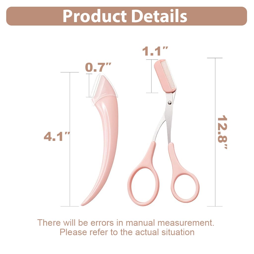 MAYCREATE Eyebrow Trimmer Kit Set of 6Pcs with Removable Mini Comb & Stainless Steel Tools for Men and Women | Featuring Ergonomic Handle Design