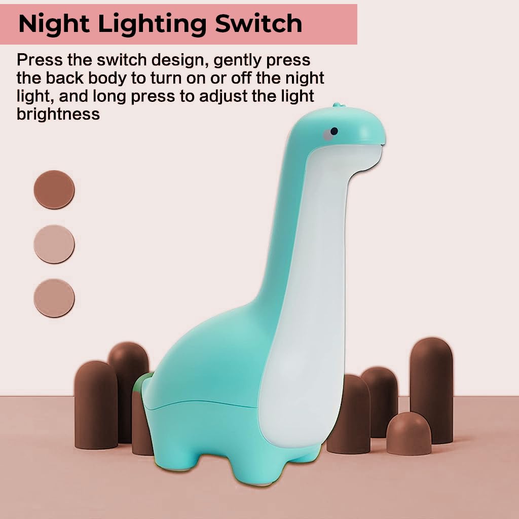 ELEPHANTBOAT® LED Night Light Cartoon Dinosaur Night Light Bedside Night for Kid Warm Light Dimmable Night Light with 2 Brightness USB Night Light for Bedroom, Kids Room, Nursery Room