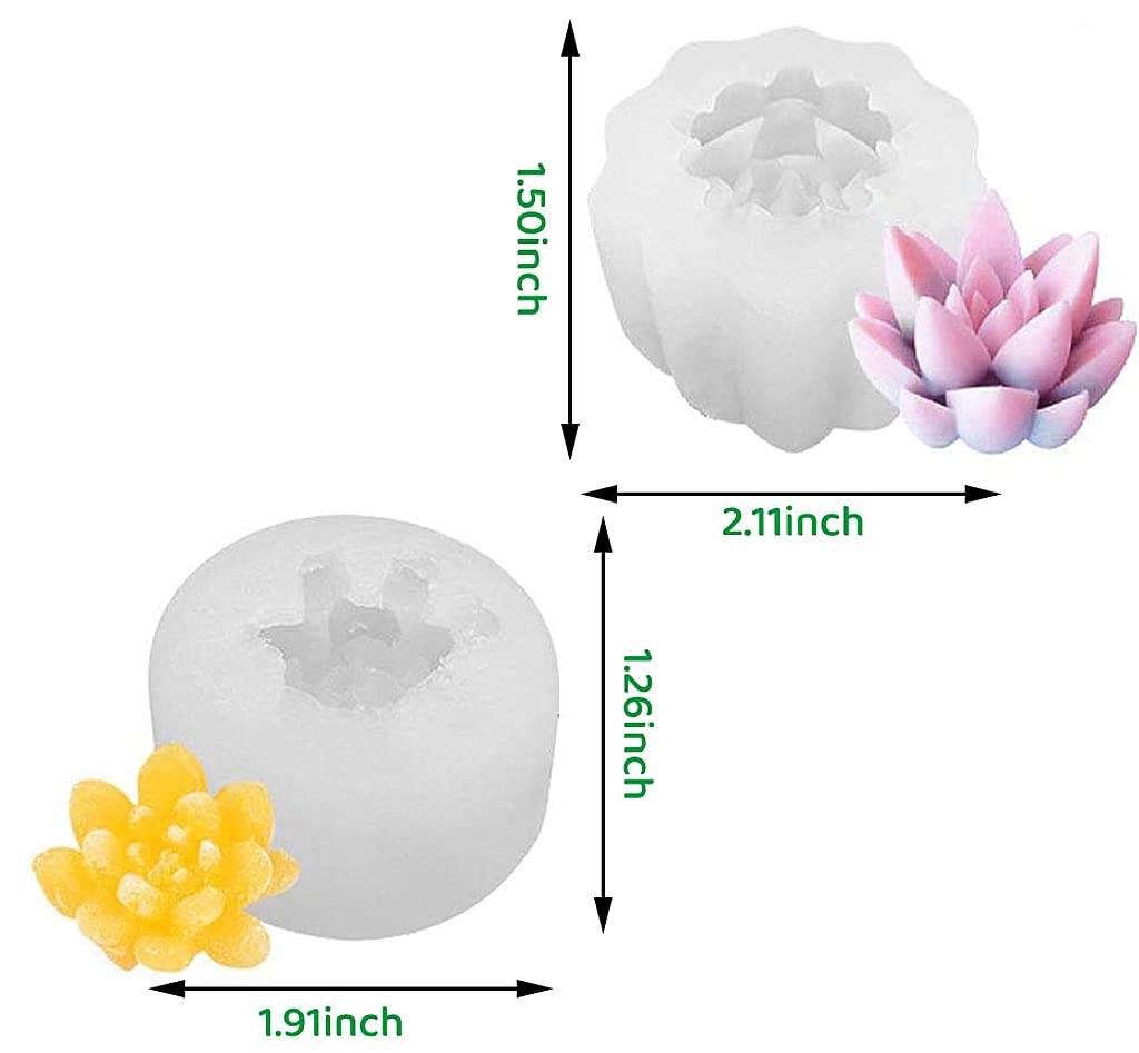 HASTHIP Silicone Molds for Succulent Candle DIY Crafts with 2 Pcs 58x55x33 mm | Oven Safe