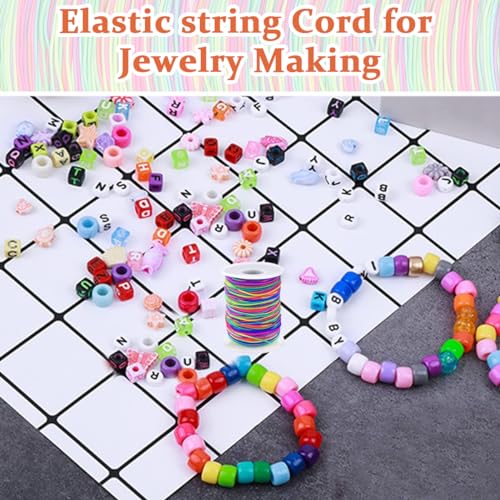 HASTHIP® Stretchy Bracelet String 1mm Rainbow Elastic for Making 328ft Sturdy Beading DIY Thread Cord Jewelry Necklace Crafts 3 PCS