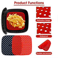 HASTHIP® 2Pcs Air Fryer Liners, 8.5 Inch Air Fryer Silicone Baking Tray, Air Fryer Accessories, Non-Stick Air Fryers Basket Oven Accessories, Square Air Fryer Oven Pads (1 Red + 1 Black)