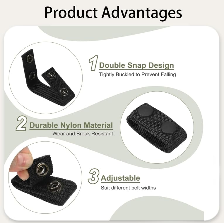 Zibuyu Belt Buckle Holders for Work and Tool Belts with Double Safety Snaps | 4 Pack Nylon