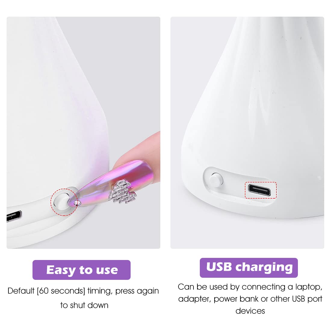 MAYCREATE Portable USB UV LED Nail Lamp with 6 LED Beads and Flexible Neck | 18W Quick Gel Polish Dryer for Women