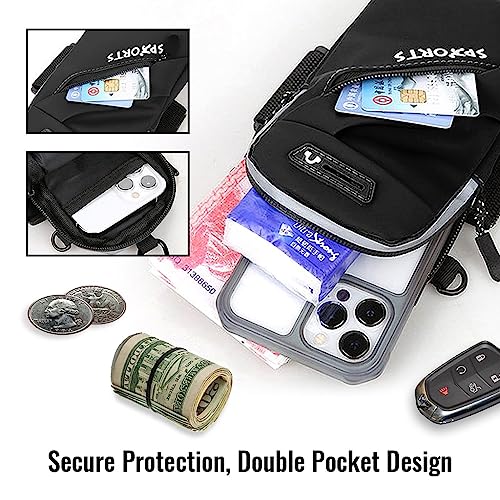 Optifit® Armband for Mobile Phone Running with Detachable Strap and Keychain Waterproof Multi Mini Sling Bag Reflective for 14 13 Large Capacity Arm Band Within 7in Mobile 3PCS