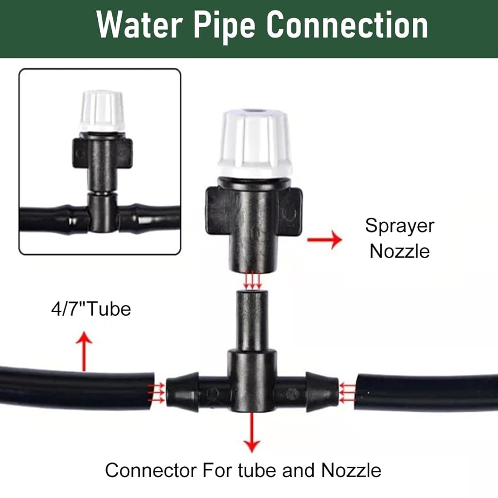 ORTIZA® Automatic Garden Watering System - Slow Drip Irrigation Kit with 10 Tee Connector - Garden Water Dripper for Plant with 10M Long Drip Irrigation Pipe - Outdoor Lawn & Garden Watering Equipment