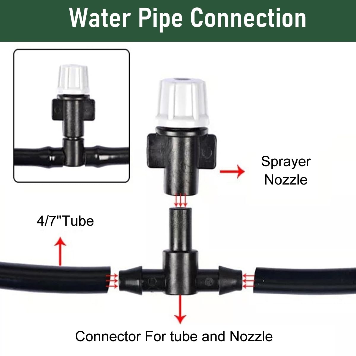 HASTHIP Automatic Garden Watering System with 10M Drip Pipe and 10 Tee Connectors | Outdoor Irrigation Kit for Plants