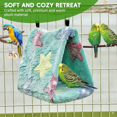 Qpets® Birt Nest for Cage Hanging Plush Bird Nest Winter Warm Bird Hammock for Cage Bird Cage Bird Nest Small Pet Bed for Parakeet Budgies Cockatiels Lovebird Cockatoo Finch