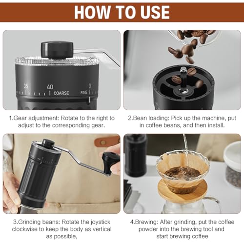Supvox® Coffee Bean Grinder Manual Manual Burr Grinder Moka Pot Espresso Coffee Adjustable Coarse Design Conical Ceramic Burr for Espresso,Pour Over