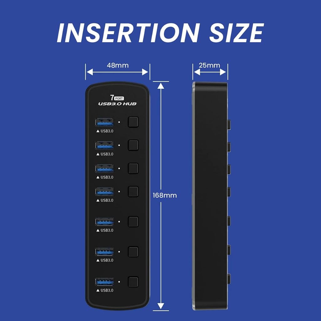 Zeitel® 7 in 1 USB Hub with Color Light Extension Hub 5Gbps High Speed USB C Hub with 7 Ports & Individual Switch Universal USB Hub for USB Flash Drives, Keyboards, Webcams, USB Fans, Card Readers