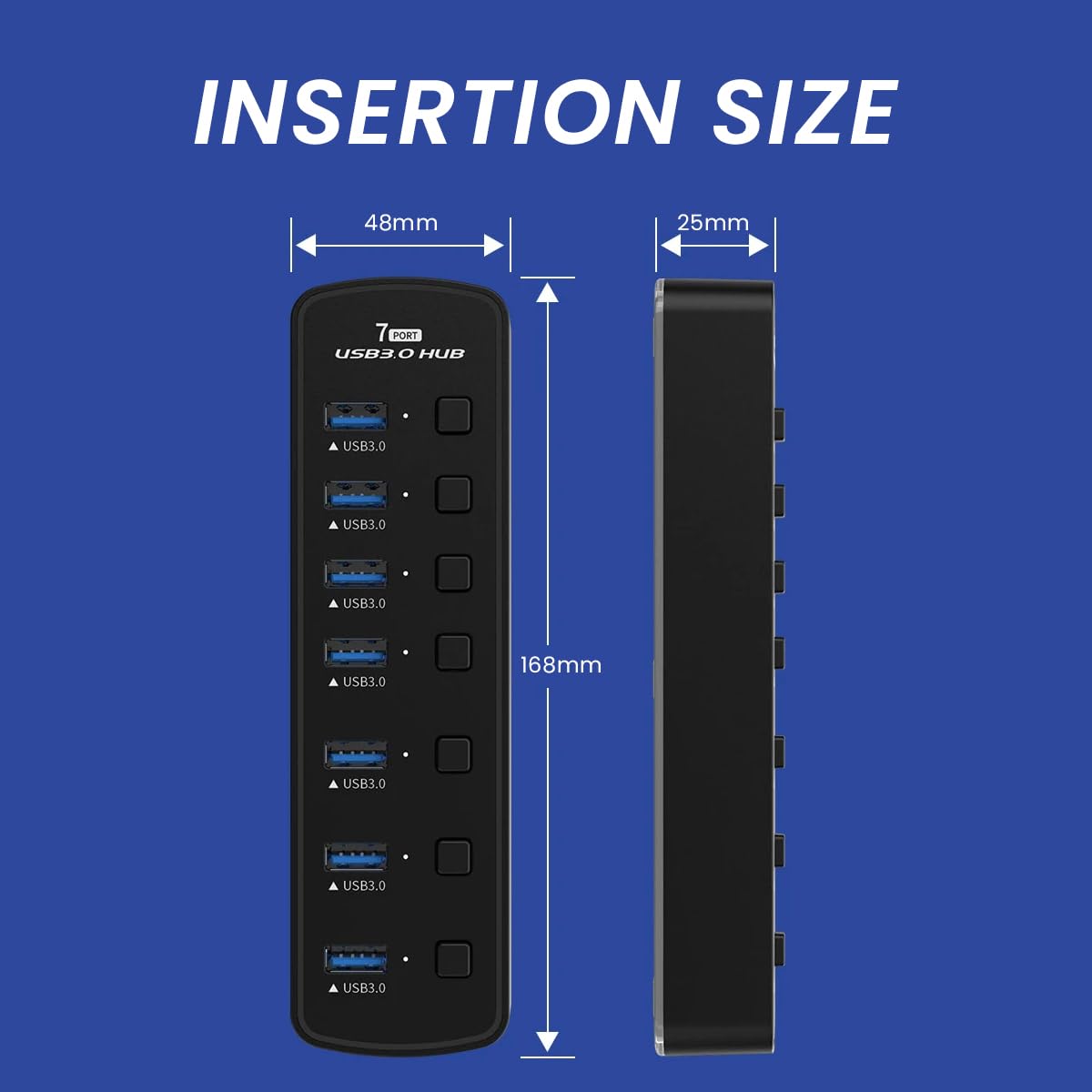 Zeitel USB Hub 7 Port 5Gbps for Multiple Devices with Individual Switch Control | ABS PC Body