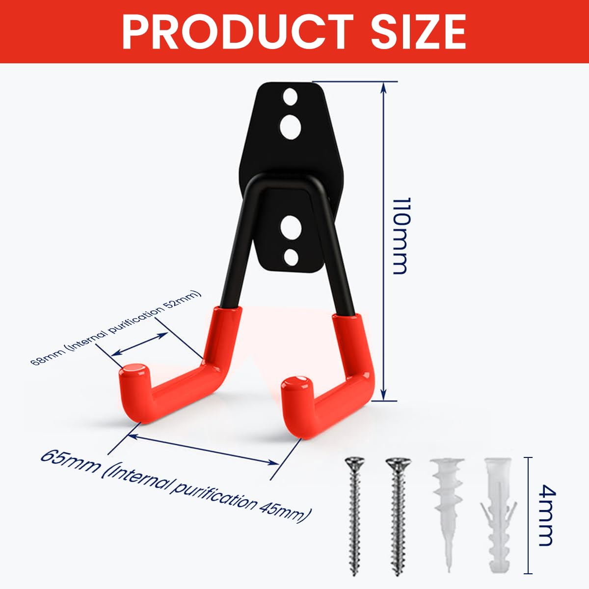 HASTHIP Wall Hooks for Garage Storage with Rubberized Curved Grips and 30kg Load Capacity