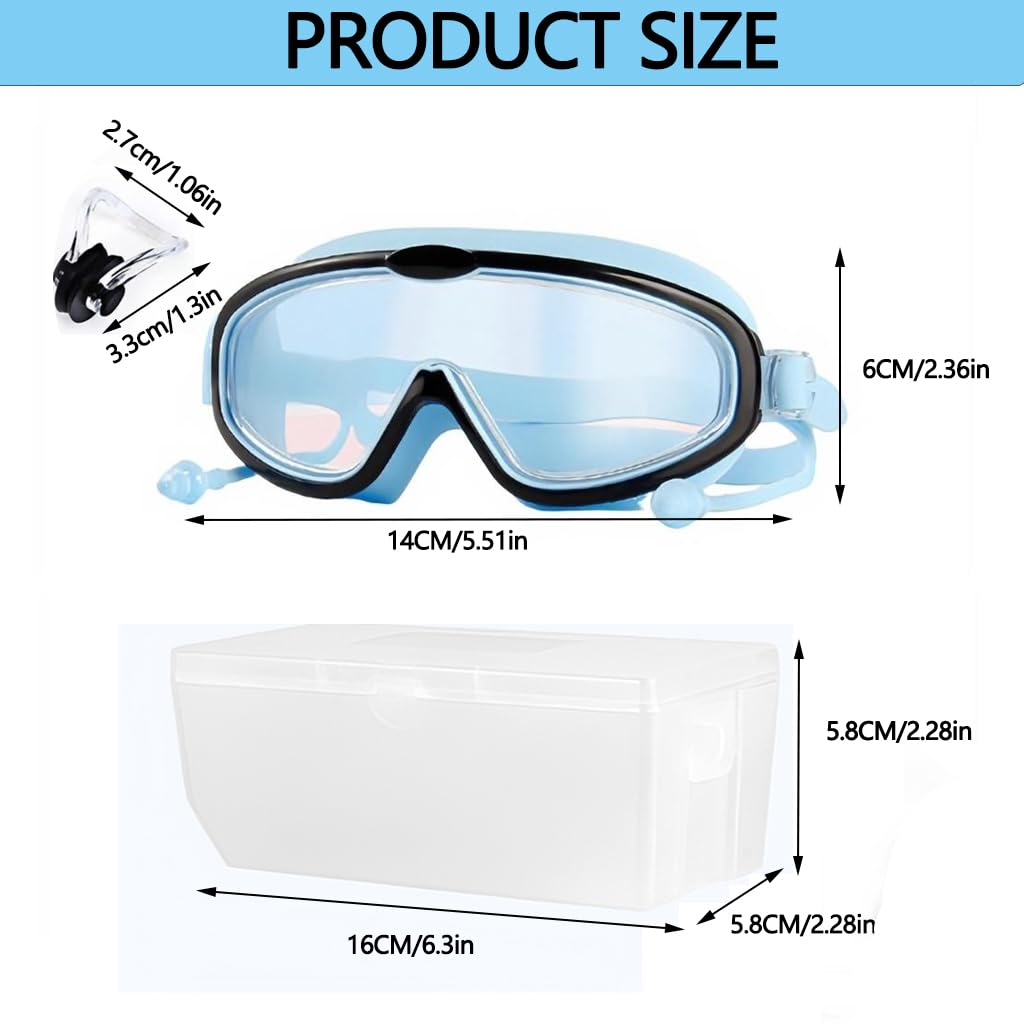 ZIBUYU Swimming Goggles for Kids with Adjustable Strap and UV Anti Fog Lenses | Blue Black