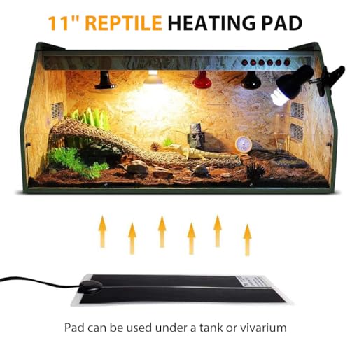 Qpets® Reptile Heating Pad, 14W Pet Heater with Controller Reptile Heating Board, IPX7 Waterproof Crawler Pet Heating Pad Warm Board Best for Snakes, Lizards, Geckos, Tortoises (11x11 Inch)