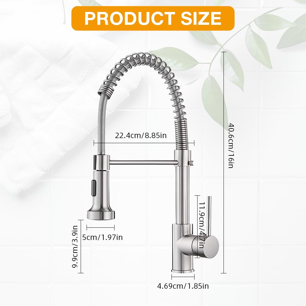 HASTHIP Kitchen Faucet for Double Sink with 360° Flexible Spout and Telescopic Retainer Arm | Stainless Steel Installation Kit