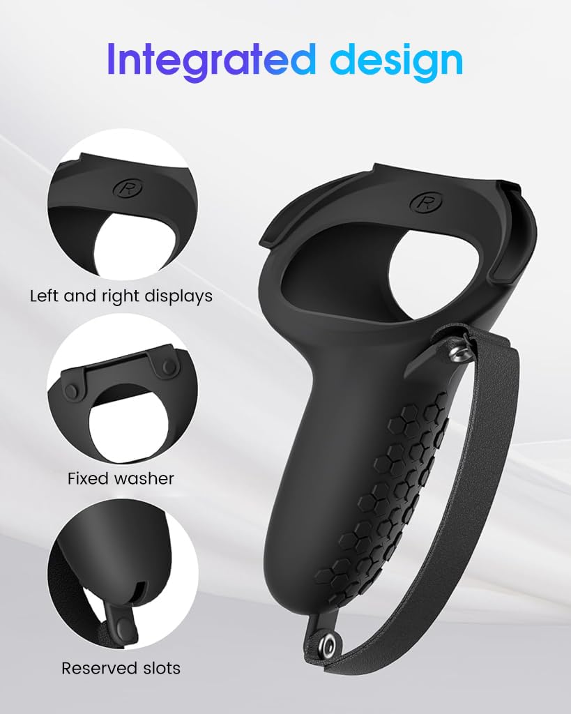 ZORBES Controller Grips Cover for Oculus Quest 2 with Non Slip Texture Silicone & Adjustable Strap | Protective VR Accessory