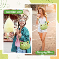 PALAY® Girls Sling Bag Cute Plush Frog Shoulder Bag Sling Bag Crossbody Bag with Adjustable Shoulder Strap Kawaii Fashion Casual Shoulder Bag for Daily Small Phone Bag Gift for Girls