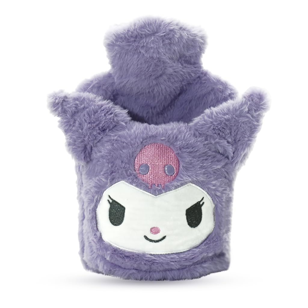 HANNEA Kuromi Hot Water Bag for Period Pain Relief with 1000ml PVC Design and Plush Cover