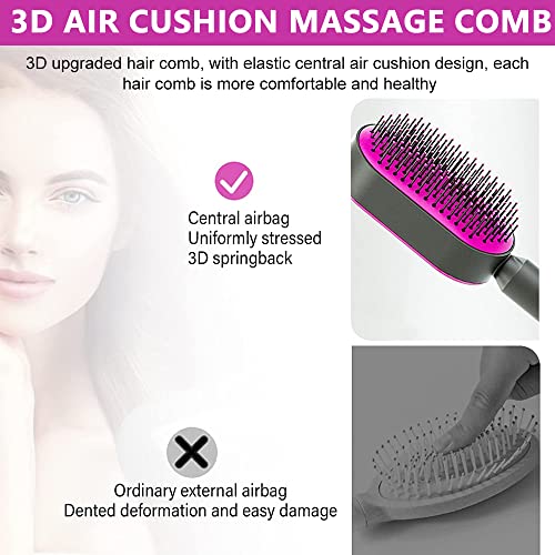 MAYCREATE® Self Cleaning Hair Brush for Women Men, 3D Airbag Cushion Hair Comb Massager Paddle Brush Hairdressing Detangling Anti Static Hairbrush