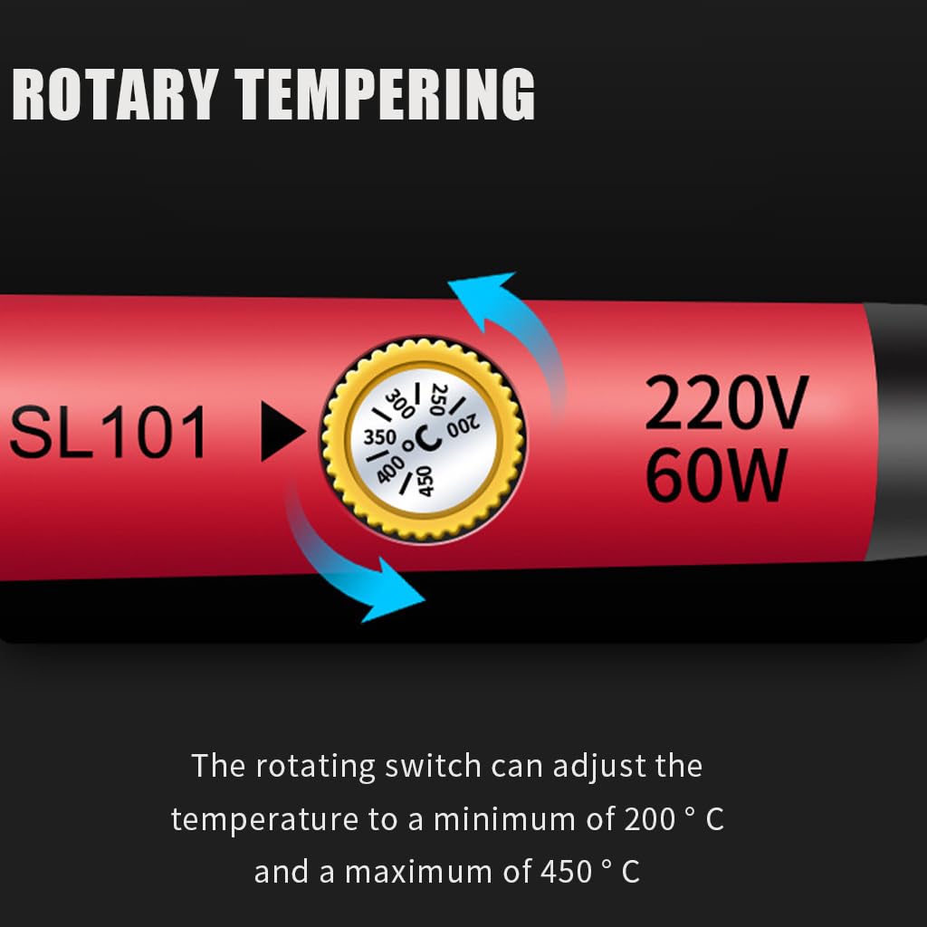 Serplex® Soldering Iron Kit, Soldering Iron 60 Watt Original 200 to 450°C Adjustable Temperature Soldering Gun Electric Soldering Kit Set with 5 Soldering Iron Tips, Soldering Wire, Flux (12pcs)